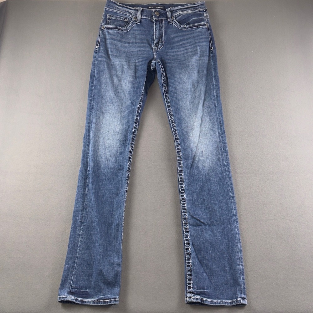 BKE Jake Straight Leg Jeans Mens 32x38 Blue Medium Wash ABS16201 Stretch Denim